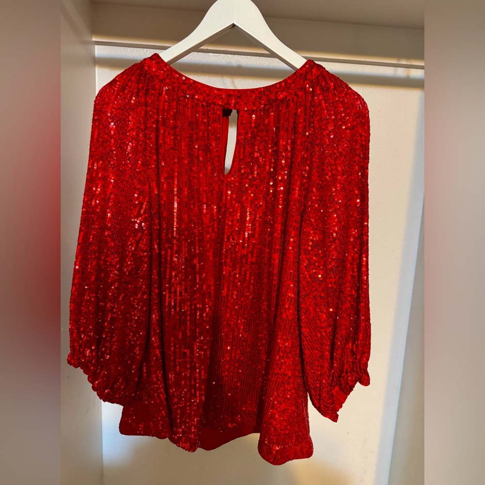 Valentine’s Red sequin blouse.